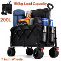 Hausprofi–klappbarer Gartenwagen–max. Belastung 150kg/200l–7 Zoll Breite Reifen Für Unwegsames Gelände–ergonomischer Griff–mit Getränkehaltern/
