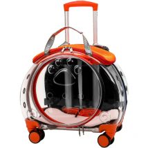 Haustier Rollgepäck mit transparenten Belüftungslöchern und leisen Rädern, praktischer und tragbarer Rucksack für Katzen und Hunde auf Reisen