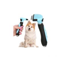 Springos Unterhaarbürste für Hunde und Katzen – Ergonomischer Griff – Rostfreier Stahl – 15 cm – Blau-Schwarz