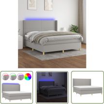 The Living Store Sommier à lattes de lit matelas led Gris clair 180x200 cm Tissu - Sommier Tapissier - Lit Plateforme - Lit Avec Rangement - Matelas