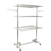 Skecten - tendoir à Linge, Étendoir à Linge, 3 Étagères, Blanc, avec Ailes(Pieds Pliables)