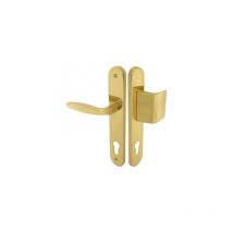 Ouvre&deco - Ouvre&Déco - 2 poignées de porte omega cylindre, béquille double palière 1 côté, laiton titane entraxe 195 mm