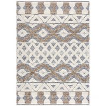 Böhmen - hava - Tapis à poils longs et relief beige et crème (140x200cm)