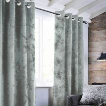 Havane - Rideau à oeillets aspect cuir gris 140x250