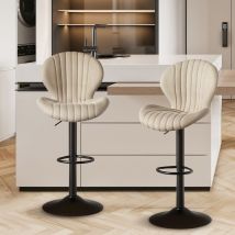 Hawthyhome - Barhocker 2er Set Barhocker Höhenverstellbar mit lehne •Hocker aus Fabric•Küchenstühle mit Fußstütze •Barstühle Drehstühle •360°Drehbar