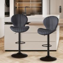 Hawthyhome - Barhocker 2er Set Barhocker Höhenverstellbar mit lehne •Hocker aus Fabric•Küchenstühle mit Fußstütze •Barstühle Drehstühle •360°Drehbar