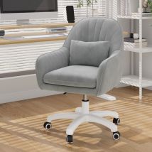 Hawthyhome - Homeoffice Stuhl, SamtStuhl mit Kopfkissen, 360° drehbar Höhenverstellbar Bürostuhl ergonomisch, Schminkstuhl Drehstuhl,für
