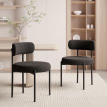 Hawthyhome Lot De 2 Chaises De Salle À Manger,chaises De Cuisine En Tissu Teddy,chaise Rembourrées Pour Salle À Manger, Salon, Chambre, Noir