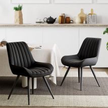 Hawthyhome - Esszimmerstühle 2er Set Polsterstühle mit 5 cm Sitzkissen • künstlicher Stoff Dining Chair • Küchenstuhl mit Rückenlehne • Moderne