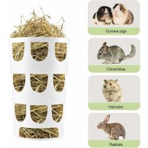 Eaudacè - Hay Rack for Small Animals, Food Dispensers Porous Hangable Plastic Feeding Bowl, Cage Accessories for Rabbits Hamster Chinchillas - White