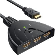 Hdmi Switch 1080P, Switch hdmi 3 Ports Commutateur hdmi Sélecteur Splitter Manuel 3 Entrées à 1 Sortie hdmi Switcher Full HD1080p / 3D Pris en Charge