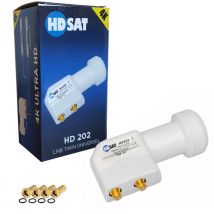Hdsat - HD202 lnb Twin Full hd 4K Tête Parabole 2 sorties 0,1dB + 4 Fiches f gold