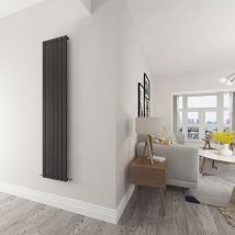 Sky Bathroom - Heated flat tube Black Radiatoror Modern household Vertical Radiatoror 1800x408mm - Black