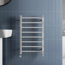 Duratherm - Solaro Designer Chrome Heated Towel Rail Square Bar Bathroom Radiator Ladder Wall Mounted 800 x 500mm