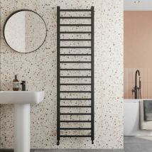 Duratherm - Solaro Designer Matt Black Heated Towel Rail Square Bar Bathroom Radiator Ladder Wall Mounted 1800 x 500mm