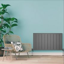 Heatwave Lifton Anthracite Double Horizontal Aluminium Radiator 600mm H x 407mm W