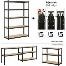 Heavy Duty 5 Tier Boltless Shelving Unit Warehouse Garage Utility Home Storage Rack, 5 Adjustable Shelves (175KG Per Shelf), Can be split to create 2