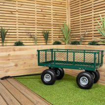 Samuel Alexander - Heavy Duty Green Metal Garden Festival Cart Truck Trolley Wheelbarrow