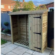 Heavy Duty Logstore w/ Tool Shed Outdoor Fire Wood Kindling & Log Shelter - Timber - L60 x W180 x H180 cm - Min. Assembly Required