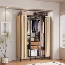 Heavy Duty Wardrobe With 2 Drawers Bedroom Storage Hanging Bar Clothes Rail