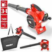 Hecht 9280 Aspirateur souffleur broyeur essence 3en1 252km/h 50 l moteur à deux temps