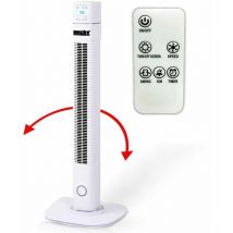 Hecht - Ventilateur colonne oscillant 3736 60W 3 vitesses H91cm D102cm Télécommande Blanc