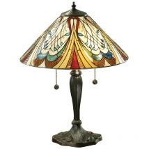 Interiors 1900 - Interiors Hector - 2 Light Medium Table Lamp Dark Bronze, Tiffany Glass, E27