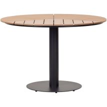 Hector Table De Jardin Ø113 Cm, Noir, Teck Frêne.