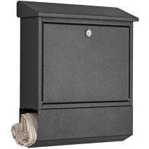 Heibi Briefkasten mit Zeitungsfach Stahlblech graphitgrau 40x12x45 cm din C4 quer