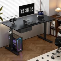 Mcc Direct - Height Adjustable Electric Standing Desk w/ usb A-Charging Port and Desk Drawer easton black 140