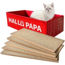 Heikoeco Set de 5 griffoirs pour chats, carton à griffer pour chats (44 × 20 × 12 cm, rouge)