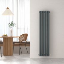 Heilmetz - 1600×354mm Anthracite Modern Designer Radiator Vertical Oval Column Single Panel Rad