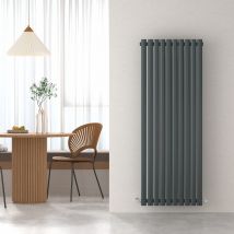 Heilmetz - 1600×590mm Anthracite Modern Designer Radiator Vertical Oval Column Single Panel Rad