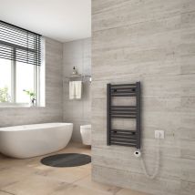 Badheizkörper Elektrisch Handtuchwärmer mit Digitalem Thermostat mit Timer-Funktion Gerade Handtuchtrockner 140x40cm Anthrazit 476W - Heilmetz
