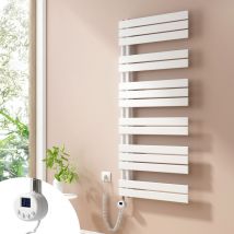 Badheizkörper Elektrisch Heizkörper mit Heizstab, Handtuchtrockner mit Temperaturgeregelte Heizstäbe, 140x60cm Weiß - Heilmetz