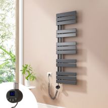 Heilmetz - Badheizkörper Elektrisch Heizkörper mit Heizstab, Handtuchtrockner mit Temperaturgeregelte Heizstäbe, 120x40cm Anthrazit