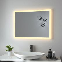 Badspiegel 80x60cm led Badezimmerspiegel Warm Licht 3000K Spiegel mit Beleuchtung hd Wandspiegel - Heilmetz