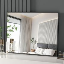 Heilmetz - Decorative Wall Mirror Simple Wall Mounted/Desktop Mirror Aluminium Frame Black 60×80 cm