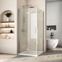 Duschkabine Eckeinstieg Duschkabine Falttür und Seitenwand 6mm esg Sicherheitsglas mit Nanobeschichtung 80x80cm, Höhe:195cm - Heilmetz