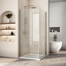 Heilmetz - Duschkabinen 80x90x185cm Eckeinstieg Drehtür Pendeltür Duschwand 6mm esg Nano Glas Duschabtrennung