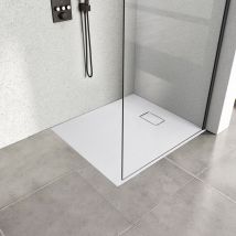Heilmetz - Receveur de douche à poser 90x90cm Receveur de Douche en Pierre Extra Plat (smc Matériau) Bac à Douche Antidérapant Blanc
