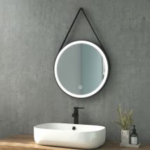 Heilmetz Espejo de Baño con Luz 50cm Espejo de Baño con Iluminación LED Espejo de Pared Redondo con Interruptor Táctil Luz Blanca Fría