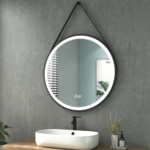 Espejo de Baño con Luz 80cm Espejo de Baño Iluminación led Espejo de Pared Redondo con Interruptor Táctil + 3 Colores de Luz Impermeable IP44
