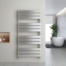 Heilmetz - Flat Panel Heated Towel Rail Radiator Bathroom Central Heating Ladder Radiator Chrome 1200 × 600mm