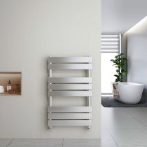 Heilmetz - Flat Panel Heated Towel Rail Radiator Bathroom Central Heating Ladder Radiator Chrome 800 × 500mm