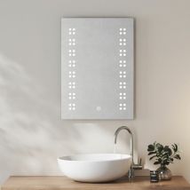 Heilmetz - Illuminated Bathroom Mirror with Shaver Socket 500×700mm, Wall Mounted led Bathroom Vanity Mirror with Touch Switch & Demister Pad