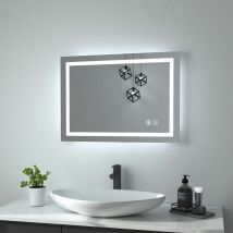 Heilmetz - Illuminated Bathroom Mirror with Shaver Socket 500×700mm, Wall Mounted Multifunction led Bathroom Vanity Mirror with Touch Switch +