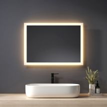 Heilmetz - Miroir Salle de Bain led 70 x 50 cm, Miroir Mural avec Lumière Blanc Chaud Miroir led (3000 k)