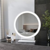 Heilmetz Hollywood Mirror LED Round Makeup Mirror 530x480x100mm, LED Vanity Mirror Dimmable 3 Colours Lighting, Table Makeup Mirror-White