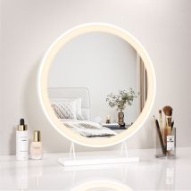 Miroir De Maquillage Illuminé Rond Blanc, Miroir De Beauté À Led Diamètre 40cm Interrupteur Tactile, Intensité Variable Lumière Blanche Froide/chaude/